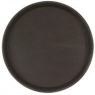 Поднос прорезиненный круглый14'' 35см корич.[1400CT Brow
