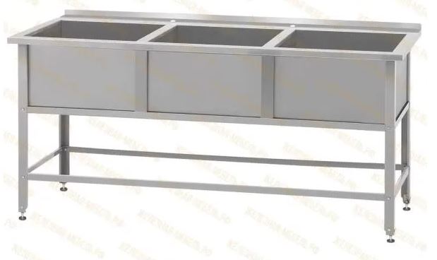 Ванна моечная ВМСн - 630/3 "Norma Inox", 3 м/о 530*530*350 (ножка угловая)