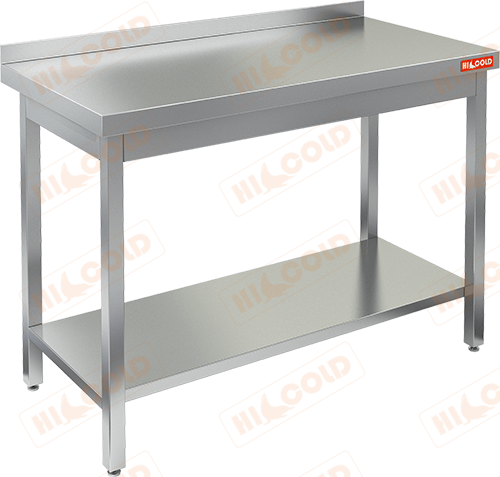 Стол производственный пристенный с бортом и полкой HICOLD НСО-11/6БП
