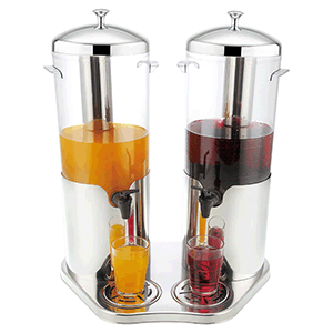 Диспенсер для сока двойной; поликарбонат, сталь нерж.; 5л; H=51, 8, L=42, 5, B=30, 4см; металлич., п