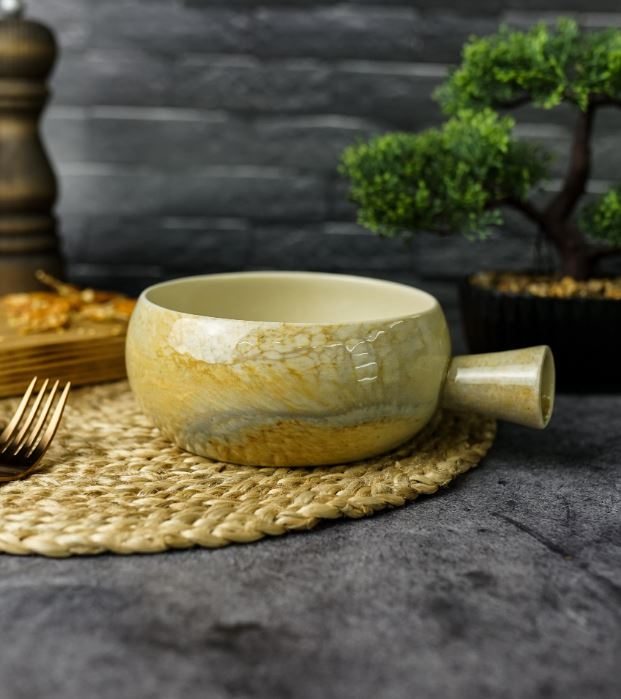 Салатник с ручкой d 14/18 см h 6,3, Stoneware Pearl