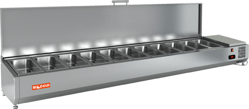 Настольная охлаждаемая витрина для ингредиентов HICOLD VRTU 2280 с крышкой (11 x GN1/3)