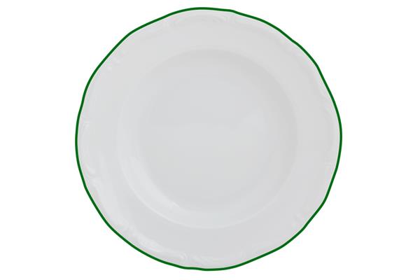 Тарелка глубокая 22 см, кант зелёный