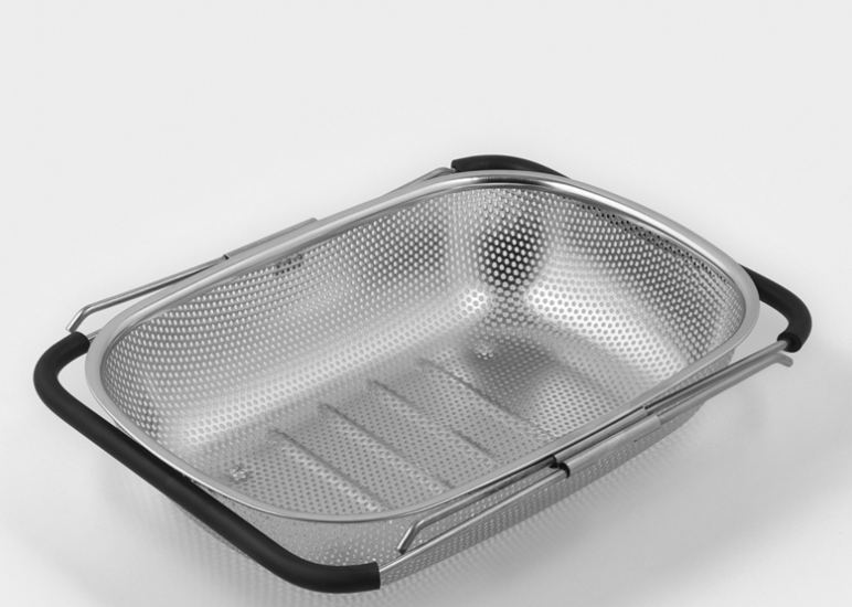 Дуршлаг - сито Доляна на раковину, 34.5×24×7.5 см, раздвижной, нержавеющая сталь, серебристый