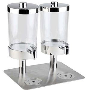 Диспенсер д/сока двойной 2*6л,4охл.элемента сталь нерж.,пластик; H=48,L=35,B=45см