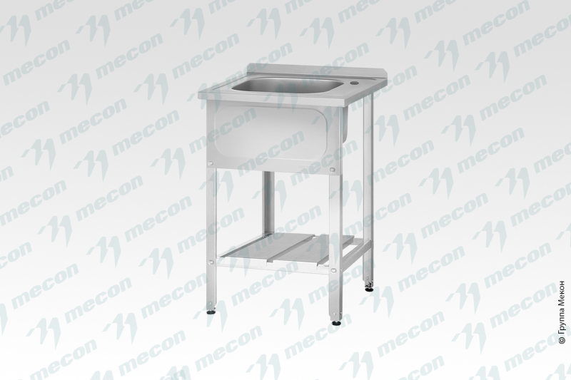 Ванна моечная ВМЦн - 600*600*900 "Norma Inox", 1 м/о 400*400*250, борт, отв. д/смесит., экран