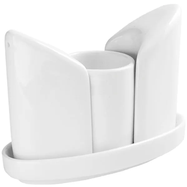 Набор д/специй 3 предм. на подставке «Кунстверк»фарфор; H=85,L=120,B=35мм; белый