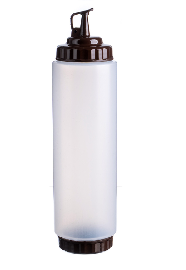 Емкость для соуса 1000 мл. d=75 мм. h=295 мм. c 2 крышками, широкая прозрачная, крышки коричневые