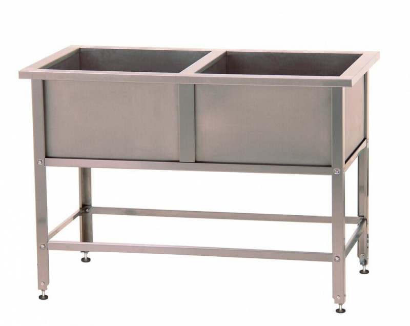 Ванна моечная ВМСн - 630/2 "Norma Zn", 2 м/о 530*530*400 (ножка угловая, полка борт, 2 отверстия под