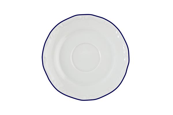 Блюдце 15 см, кант синий