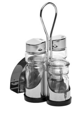 Набор соль/перец+ст. д/зуб. +салфетница; сталь нерж., пластик; 35мл; H=155, L=95, B=75мм; серебрян.,