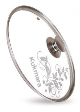 Крышка стеклянная d200мм с ободом из нерж. деколь серая