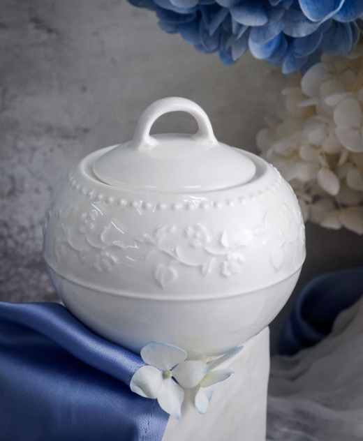Сахарница с крышкой 210 мл, d 9 см h 8,4 см, фарфор, Primavera