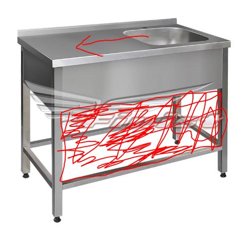 Ванна ВМПсц-1 со столом, 1600*700*850, ц.м. 500*500*300 (слева), борт, отвер-е для смес-я, фартук