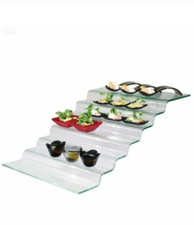 Поднос фуршетный (7ступенек); стекло; H=20, L=65, B=40см; прозр.