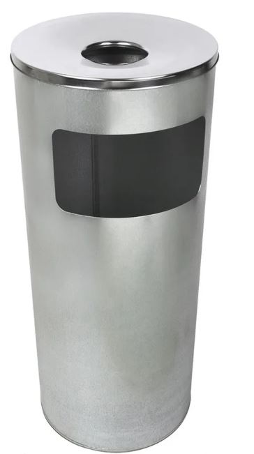 Урна уличная для мусора с пепельницей из оцинкованной стали К250Ц серый-металлик 30л 600х250мм