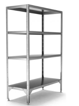 Стеллаж со сплошными полками HESSEN С-1500х600х2000/4 нерж