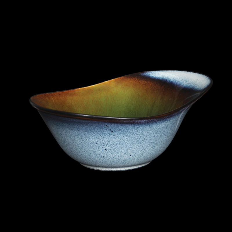 Салатник овальный 7"х5" 185х135мм, синий+зеленый "Corone Verde" [HL935870]