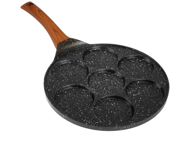 Сковорода для оладий и яичницы, оладница для блинов и завтрака, 7 выемок, 25.4 см