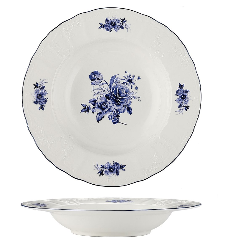 Тарелка глубокая для супа 23 см, 350 мл, коллекция "Blue Flower" P.L. Proff Cuisine