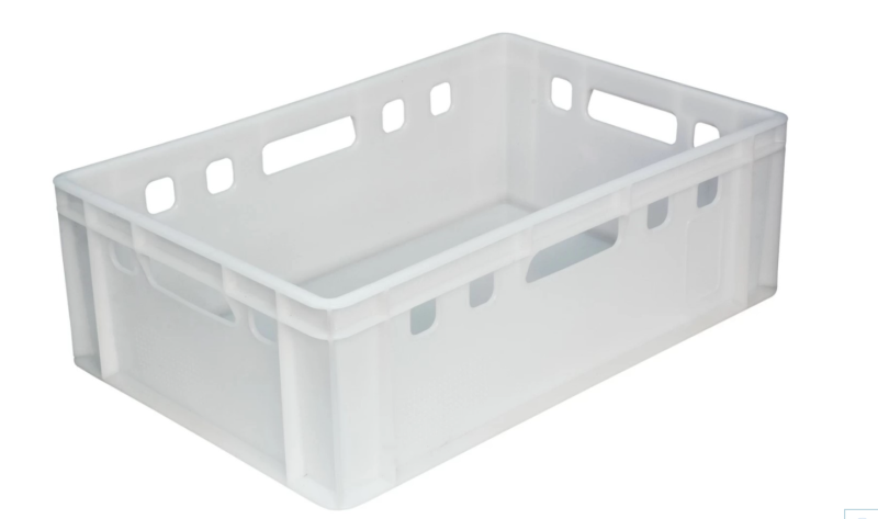 Ящик 600*400*200 мм. для мяса Е2 прямой сплошной, морозостойкий, белый (крышка 49164)