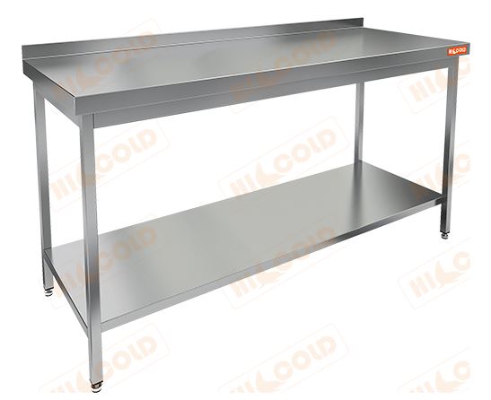 Стол пристенный с бортом и полкой HICOLD НСО-15/6БП