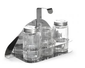 Набор для специй 3 предмета (соль, перец, зубоч) + салфетница нержавеющая сталь