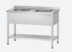 Ванна моечная ВМЦп - 1200*600*860 "Profi Inox", 2 м/о 400*400*250, борт, отв. д/смесит.