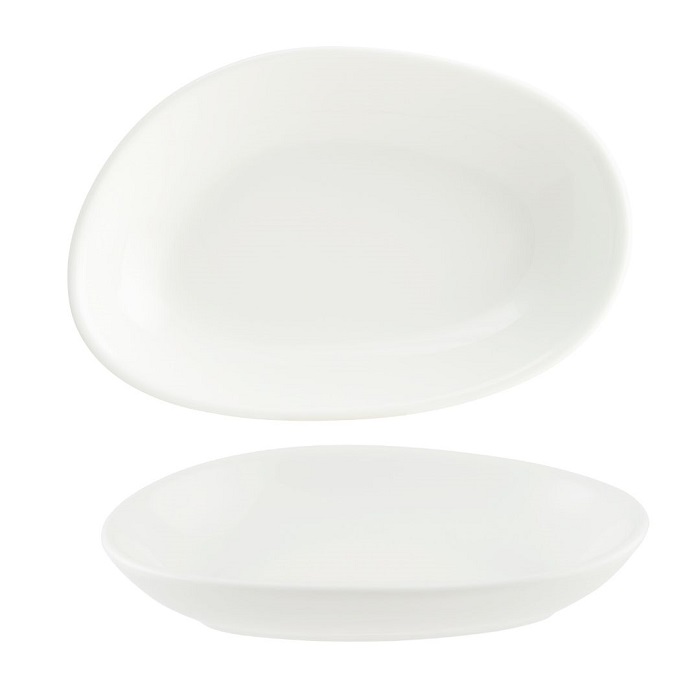 Соусник 70 мл. 120*80 мм. h=22 мм. овальный Белый, форма Ваго волнистый край Bonna /1/12/