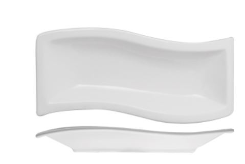 Блюдо волн. прямоугольное «Кунстверк»; фарфор; H=25, L=260, B=100мм; белый