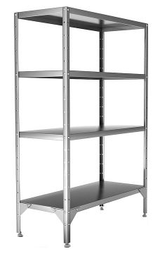 Стеллаж со сплошными полками HESSEN с 4 полками С-1,6*8*4/4 (нерж)