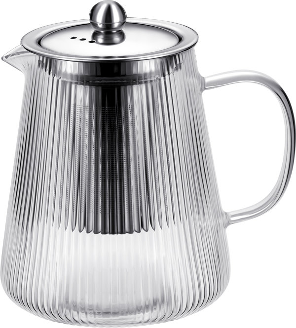 Чайник 900 мл. заварочный с крышкой нерж. с фильтром, Термостекло /1/27/
