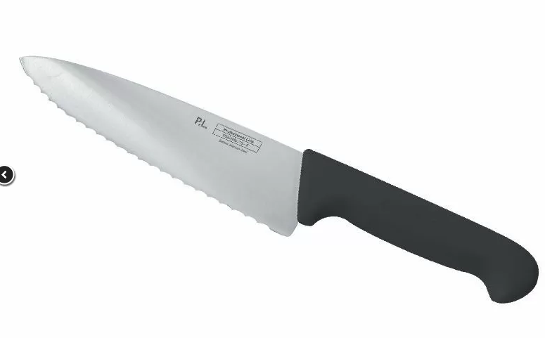 Нож PRO-Line поварской 25 см, черная пластиковая ручка, волнистое лезвие, P.L. Proff Cuisine