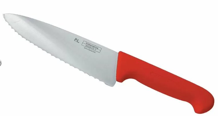 Нож PRO-Line поварской 25 см, красная пластиковая ручка, волнистое лезвие, P.L. Proff Cuisine