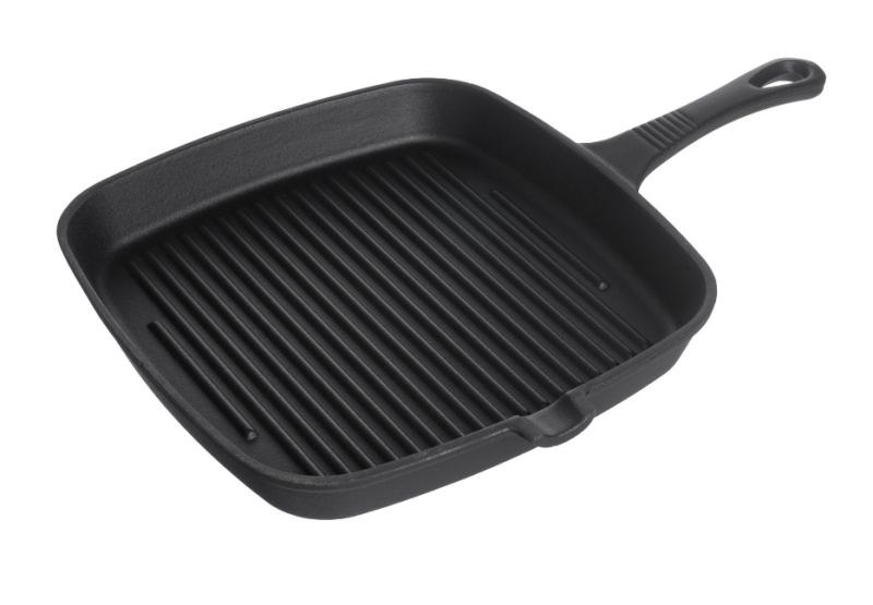 Сковорода-гриль 24*24 см. h=3 см. 1 л. черная, чугун