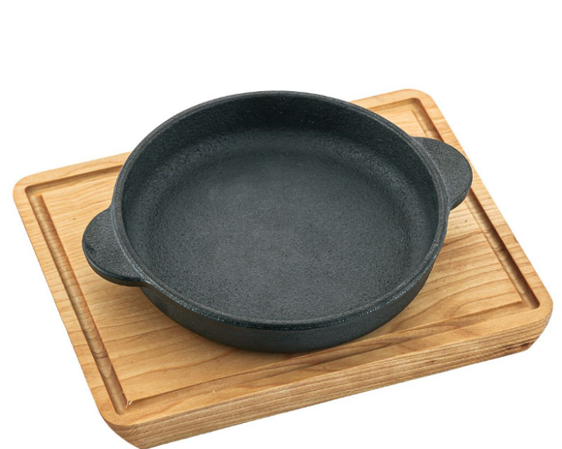 Сковородка чугунная, на деревянной подставке,для подачи 20.5*25*3.4 cм, P.L.-ProffCuisine