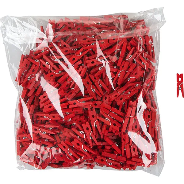 Прищепки-мини д/бокала[500шт]; дерево; ,L=30,B=8мм; красный