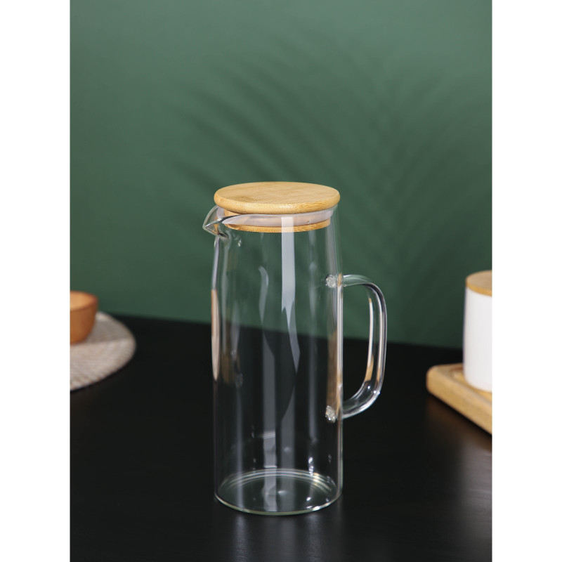 Кувшин с бамбуковой крышкой "Эко" 1л. серый