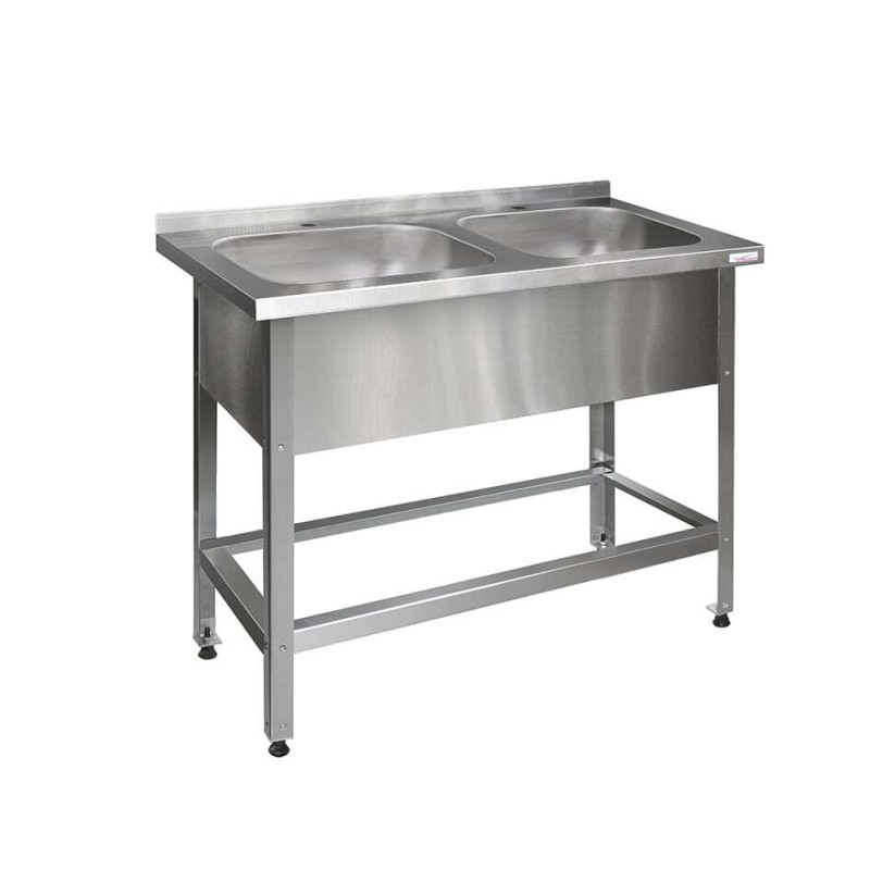 Ванна моечная двухсекционная цельнотянутая ВМНц-2, 1200*500*850, 500*400*250, каркас - уголок нерж.