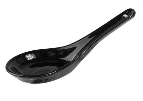 Ложка для мисосупа «Кунстверк»; фарфор; H=9, L=130, B=48мм; черный