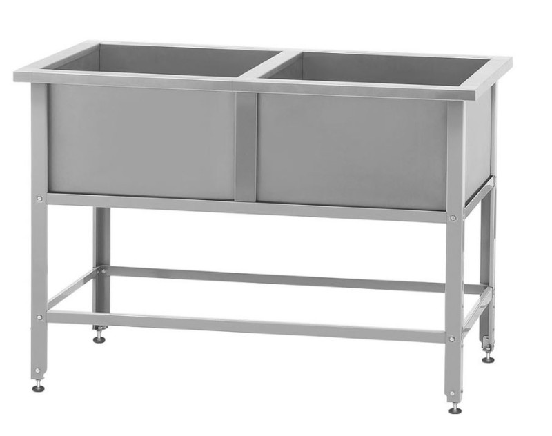 Ванна моечная ВМСн - 630/2 (1210*630*860) "Norma Inox", 2 м/о 530*530*350 (полка с 2-мя отверстиями,