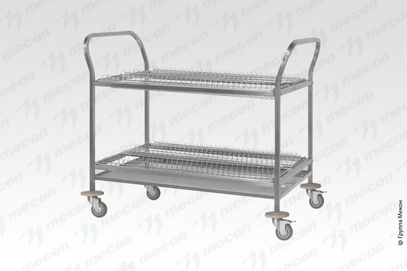Тележка для сушки посуды ТДПп - 900*600*1060 "Profi Inox", 3 уровня - стаканы/тарелки/тарелки