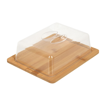 Доска для подачи прямоуг. 255*208 мм. с пластик. крышкой, бамбук (17629) /1/10/ VV