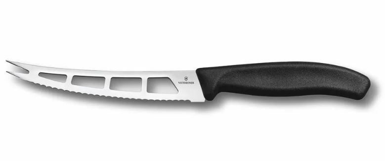 Нож Victorinox для мягких сыров 13 см, волнистое лезвие с отверстием
