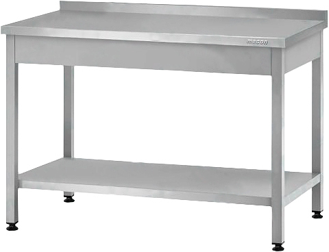 Стол производственный СПРп - 1500*600*860 "Profi Inox", борт, нижняя полка 400 мм от пола