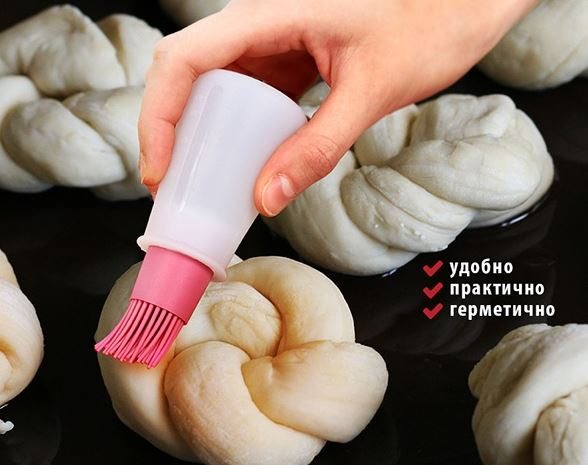 Кисточка кондитерская 11,5*2 см. силиконовая с емкостью-дозатором