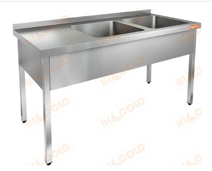 Ванна моечная двухсекционная цельнотянутая HICOLD НСО2М-15/6БП