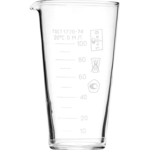 Мензурка ТС ГОСТ-1770-74; стекло; 100мл; D=55/35,H=105мм; прозр.