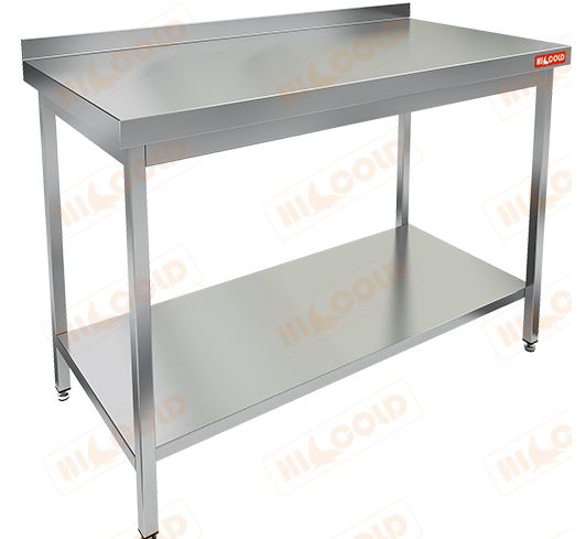 Стол производственный пристенный с бортом и полкой HICOLD НСО-13/7БП
