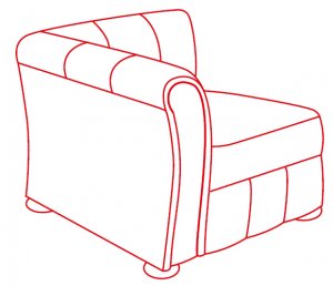 Кресло с левым/правым локотником 800х900х700 мм